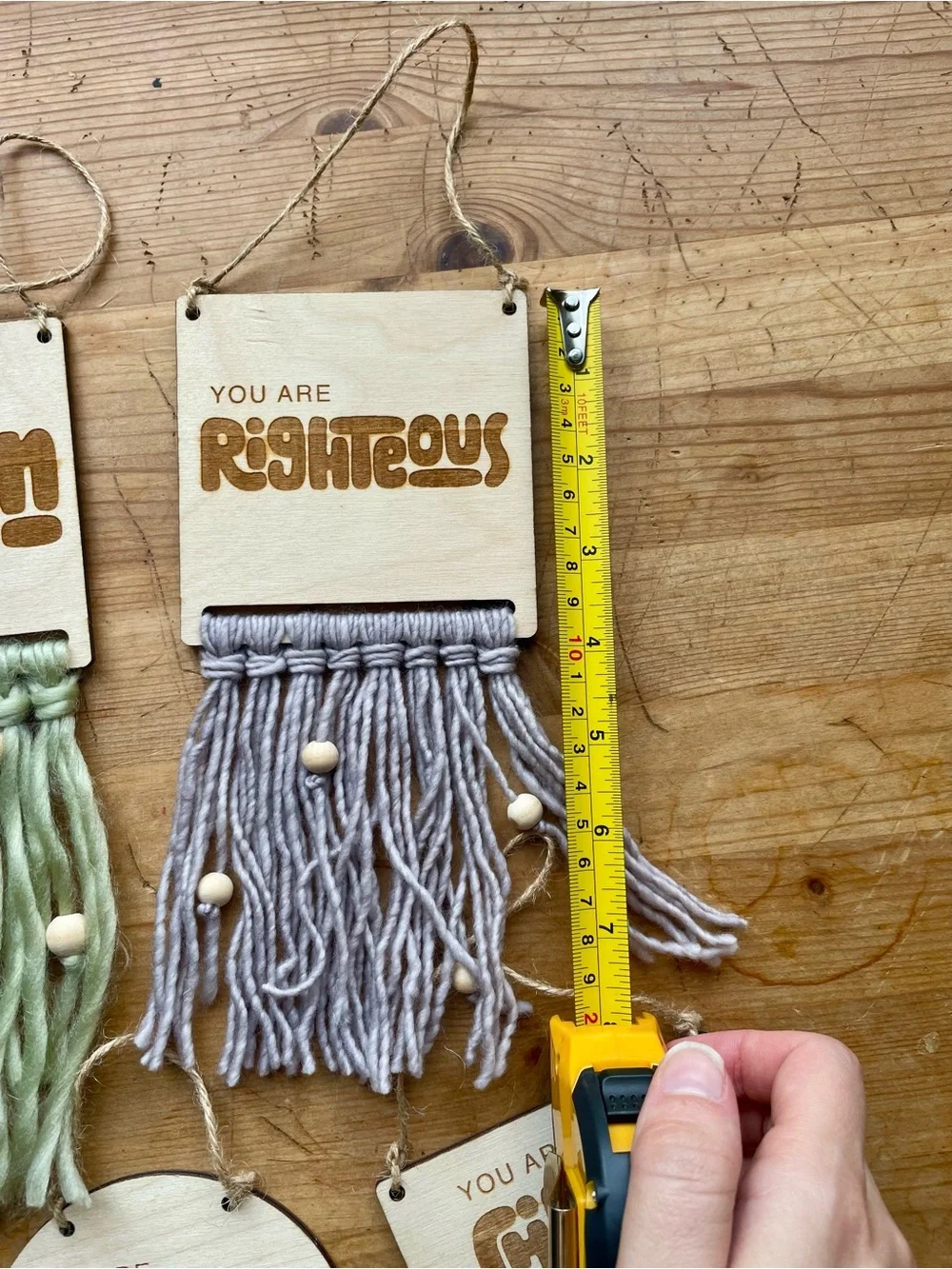ETSY Handmade Kids Wood Diffusers‎ Wall Weavings w/ Fiber Fringe & Bible Inspo
